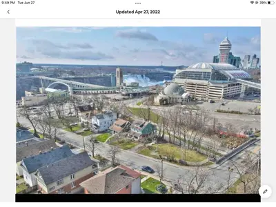 a view of a city with buildings and a street at Cozy 1-bedroom loft with falls view 4mins to falls in Niagara Falls
