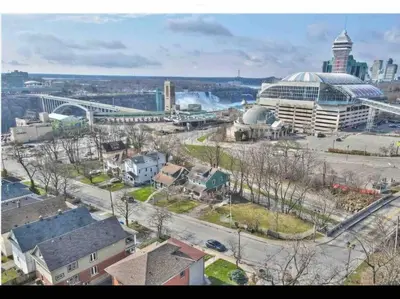 an aerial view of a city with buildings at Two bedrooms unit with jacuzzi and great view in Niagara Falls