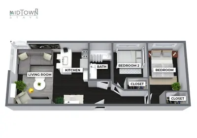a rendering of a floor plan of a house at *NEW* Elegant Urban 2BR Retreat in London
