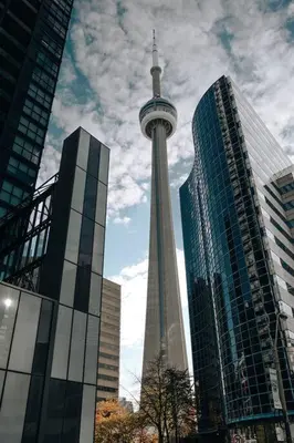 a view of the space needle in a city at Chic 1-BR Condo; Parking included; Downtown Core in Toronto