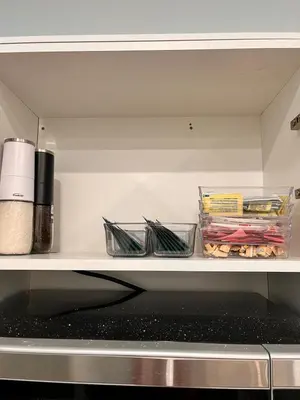 a shelf in a kitchen with some items on it at Private Apartment/Suite in Whitby