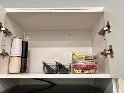 a shelf with some items on it at Private Apartment/Suite in Whitby