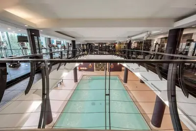 a view from the top of a building with a glass floor at Downtown Toronto Condo Parking Sleeps 4 Balcony Walk to Lake in Toronto