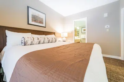 a bedroom with a large bed in a room at Horseshoe Valley Suites - The Maple in Shanty Bay