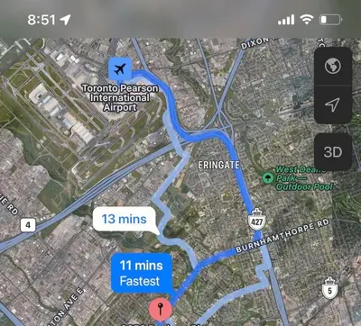 a map of a freeway with a map at Bright & Cozy 4BR Home for Your Family Stay With Optional Pool Access in Mississauga