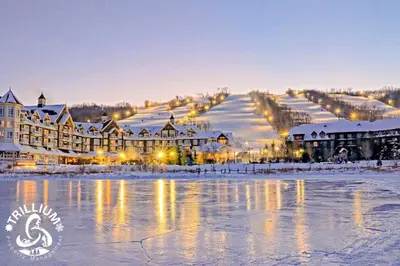 a view of a resort in the snow at Steps to the Hill 1 Bedroom CraveTV in Blue Mountains