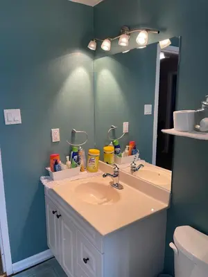 a bathroom with a sink and a mirror at Comfortable Stay In Beautiful Home in Milton