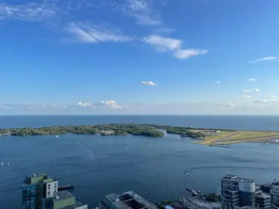 an aerial view of a large body of water at Presidential Suite Heart of Downtown with Stunning View in Toronto