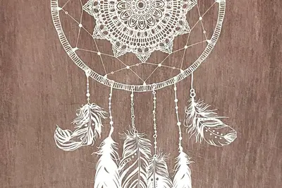 a drawing of a dream catcher on a wall at LOVE and Relax at Dream Catcher Retreat in Whitby