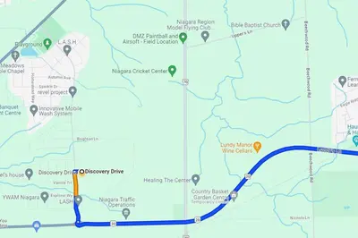 a map of the proposed interstate interchange at Niagara's entertainment house in Thorold