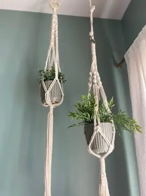 two plants in baskets hanging from a wall at Cosy Chalet - 4 Season Family Oasis in Collingwood