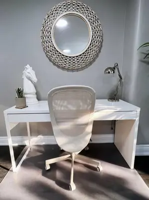 a white desk with a chair and a mirror at Elegant City Living - 1 BR in London