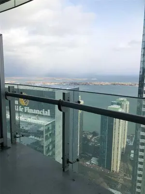 a view of the ocean from the top of a building at One bed plus Den Downtown Toronto in Toronto