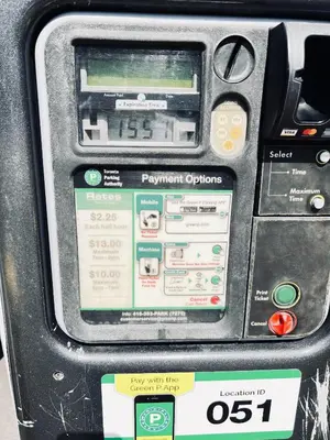 a parking meter with a payment system on it at Xiao Wang in Toronto