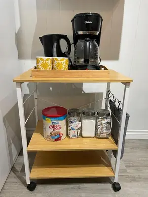 a shelf with some food items on it at Modern & Spacious 2BR 2BA Suite All Amenities Included in Brampton