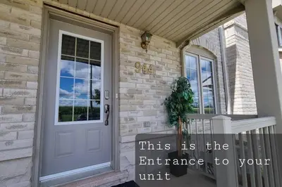 a front door of a house with the words this is the entrance to your unit at Moons & Noons -Separate Unit for your Comfort in Ajax