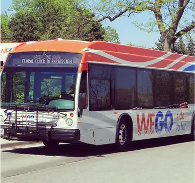 a bus is parked on the street at Exceptionally Close to the Falls Amazing Location & Complimentary Breakfast Delivered Daily to the Rental in Niagara Falls