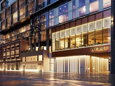 a building with a nokia sign on the side of it at Nobu Hotel Toronto in Toronto