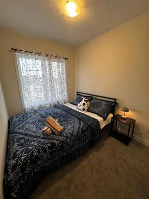 a bedroom with a large bed and a window at Have whole house to yourself in Thorold