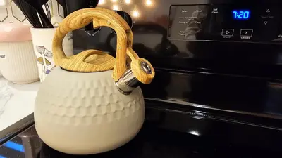 a white vase with a snake on it next to a microwave at Luxury Family House 3 beds, 1 bath, 5 guest in Toronto