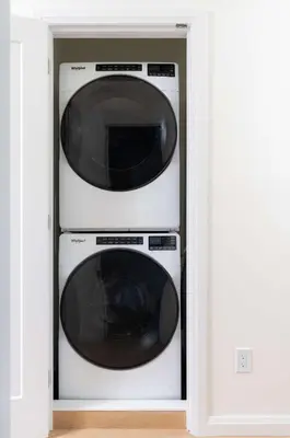 two microwaves stacked on top of each other at Large Victorian Sleeps 6 by UofT in Toronto