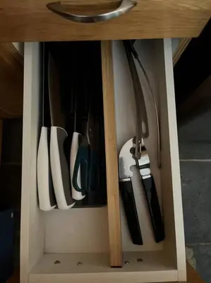 a drawer filled with utensils in a cabinet at 45 per Off Monthly Stay - 7 Beds - BBQ in Kitchener