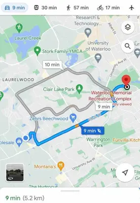 a screenshot of a map of a park at Basement Waterloo Near 24-7 Restraints in Waterloo