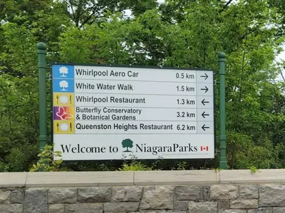 a sign with a bunch of street signs on it at Luxury and comfy Home- Niagara getaway in Niagara Falls