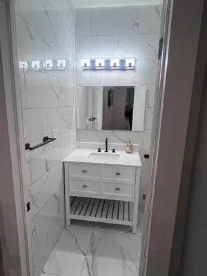 a white bathroom with a sink and a mirror at Bb11 Private Bathroom Room In Cambridge in Cambridge