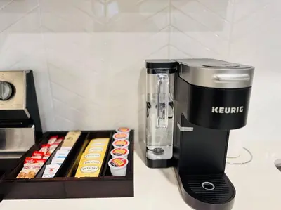 a blender sitting on a counter next to a box of food at Luxury Stay Near Niagara Falls in Niagara Falls