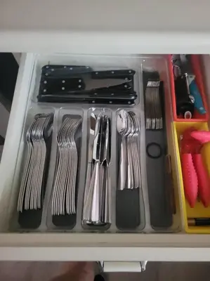 a drawer filled with utensils in a refrigerator at ARCA Cozy Cabin-Innisfil Beach in Innisfil