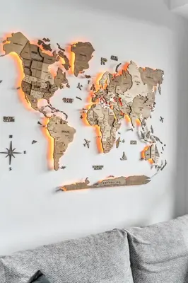 a map of the world wall art on a wall at Designer Yonge & Eglinton Gem, Parking, 65 TV in Toronto