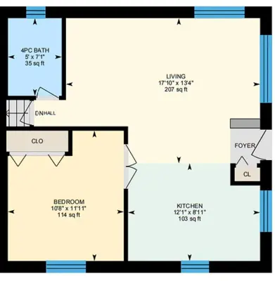 a diagram of a floor plan of a house at Sunrise and Bayview with SNOW SHOES, WATERCRAFTS , BIKES in Meaford