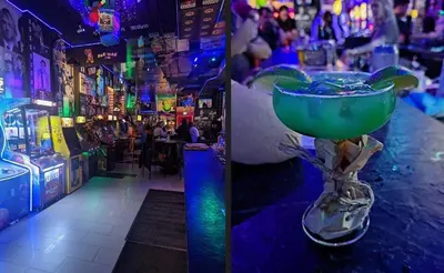 a bar with a green bowl on a counter at Cozy Barrie Home - Minutes to College & Hospital in Barrie
