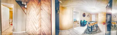 two pictures of a hallway with a room at 70 percent Off Luxurious Hot Tub,Sauna, 2000Sqft of Private in Vaughan
