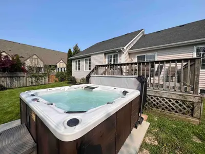 a hot tub on the back of a house at Boutique Quality in Old Towne with Hot Tub in Niagara on the Lake
