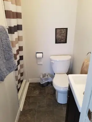 a bathroom with a toilet and a sink at Westlake Picton Cottage in Wellington