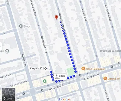 a map showing the approximate location of a crime scene at Toronto Midtown Home Suites in Toronto