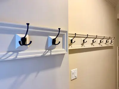 a kitchen with twoabinets on a wall at Private Bright Coach House - Near Pearson Airport & Downtown Toronto in Brampton