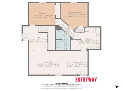 a floor plan of the entryway of a house at Luxury & private 3 bed basement unit kitchen, wifi, park, mall in London