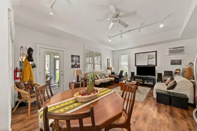 a living room with a table and chairs at The Cardinal - 7 Hollow in Cherry Valley