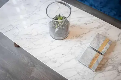 a glass vase sitting on top of a marble table at Executive 1BR-1BA Condo in the heart of downtown in Toronto
