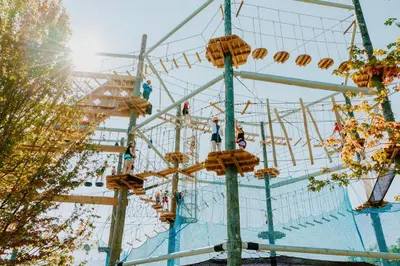 a group of people riding on a roller coaster at Blue Mountain Resort Village Suites in Blue Mountains
