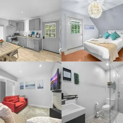 2BR Downtown Retreat Mins to Beach BBQ and Firepit