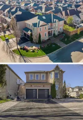 two pictures of a large house and a home at Basement apartment in Vaughan
