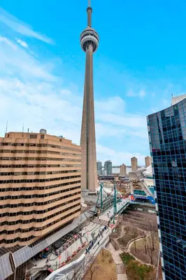 a view of the cn tower in toronto at Luxury 2 Bedroom CN Tower View in Toronto