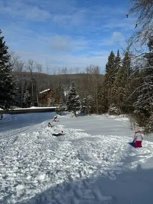 a person is standing in the snow at Our Happy Place in Wilberforce