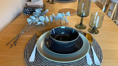 a table with a cup of coffee on a table at The Artist's Loft in Stratford