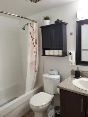 a bathroom with a toilet and a sink at DT Apt great view whit garden in Toronto