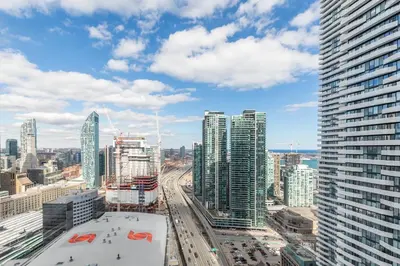 a view of a city with tall buildings at 1 Bedroom Condo Bremner Blvd Downtown Toronto in Toronto